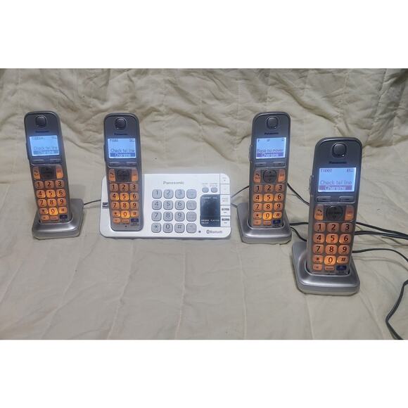 Panasonic KX-TGE270 4-Handsets White Link2Cell Bluetooth Cordless Phone System - Picture 2 of 5